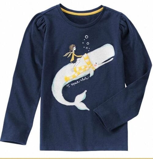 Camiseta Gymboree I Speak Whale Sparkle azul oscuro