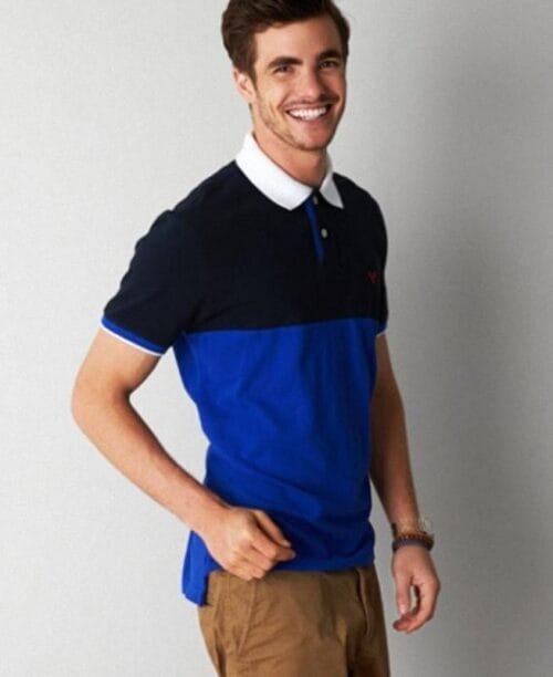 Polo American Eagle Outfitters Colorblocked manga corta azul
