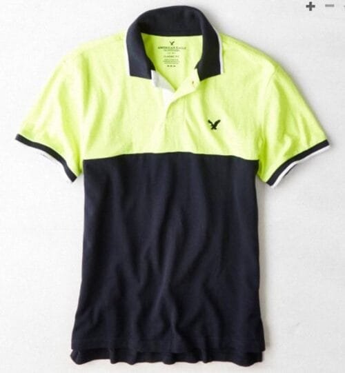 Polo American Eagle Outfitters Colorblocked manga corta verde claro