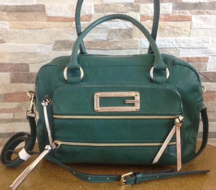 Cartera Guess satchel modern zipper verde
