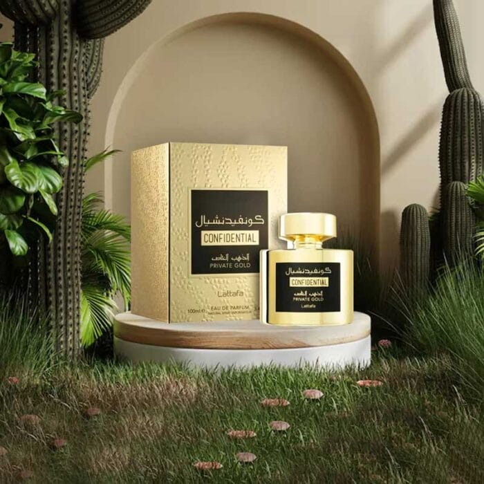 Perfume Confidential Private Gold de Lattafa unisex edp 100ml 3 Perfume Confidential Private Gold de Lattafa unisex edp 100ml - Imagen 3